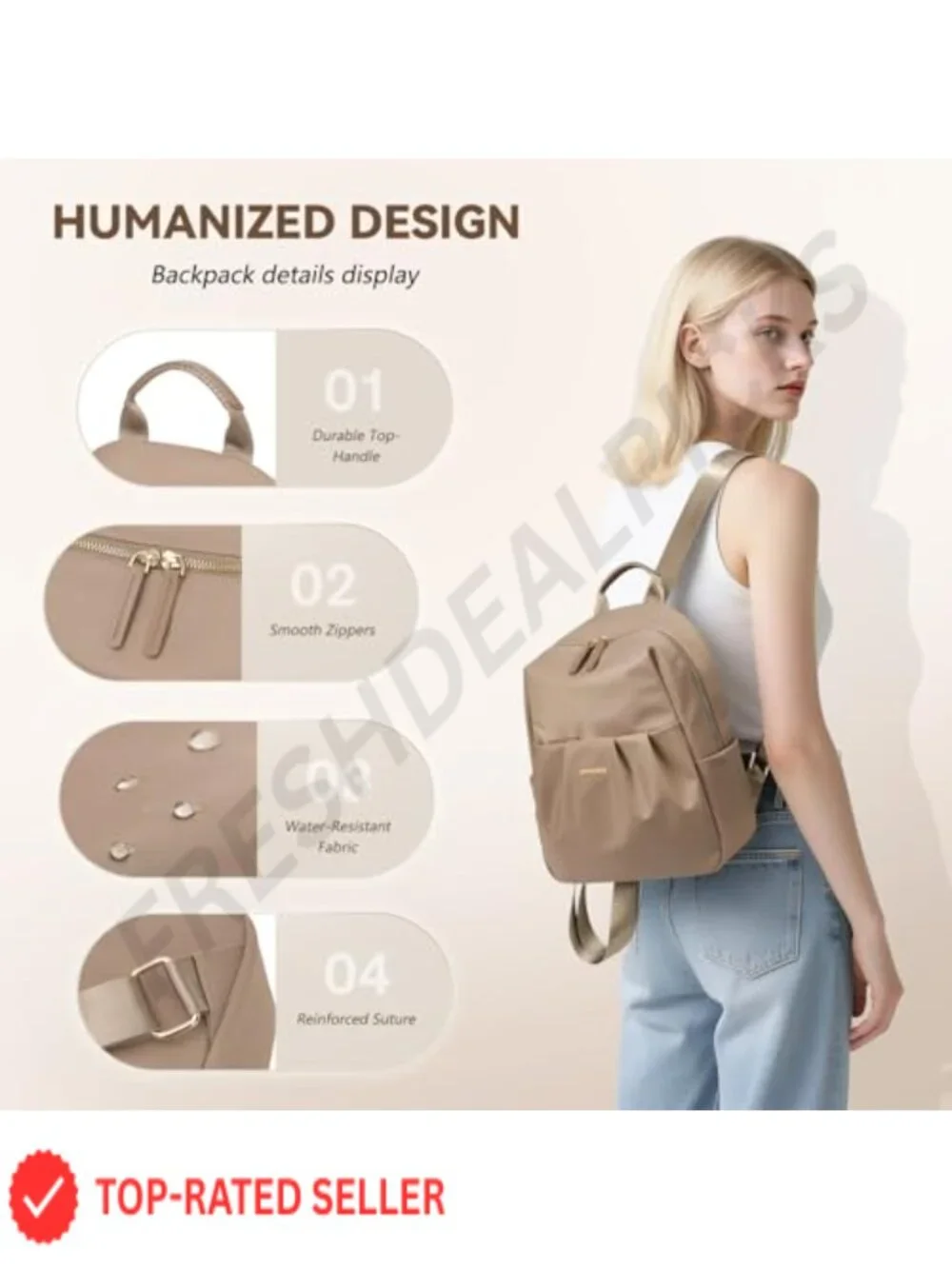 Women's Fashion Backpack Daypack Purse for Travel Work, Multi-Compartment,